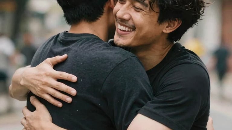 two men hugging