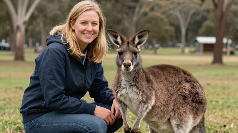 Australian Woman and Kangaroo