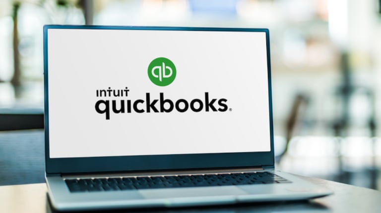 Laptop showing Intuit QuickBooks