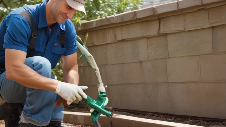 Friendly pest control expert discussing a maintenance plan with a homeowner in a bright living room