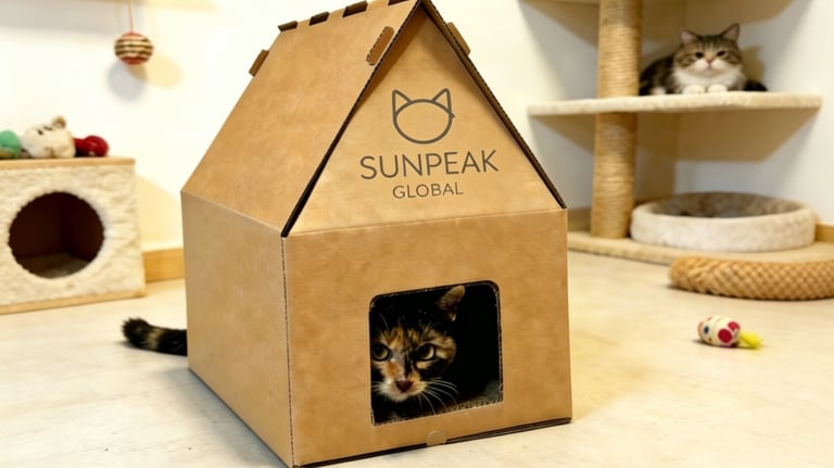 Moisture-resistant corrugated cat house shipping box for pet brands in Malaysia and Thailand