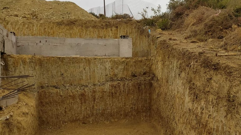 Εκσκαφή θεμελίων και προετοιμασία για κάλυψη με καλούπια
