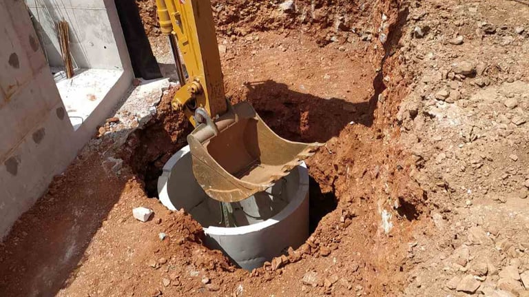 Septic tank installation in the ground