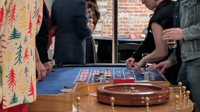 Roulette Table at a January Holiday Casino Party