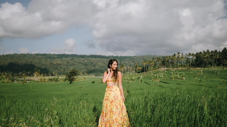 Portrait session in rice field landscape Karangasem Bali