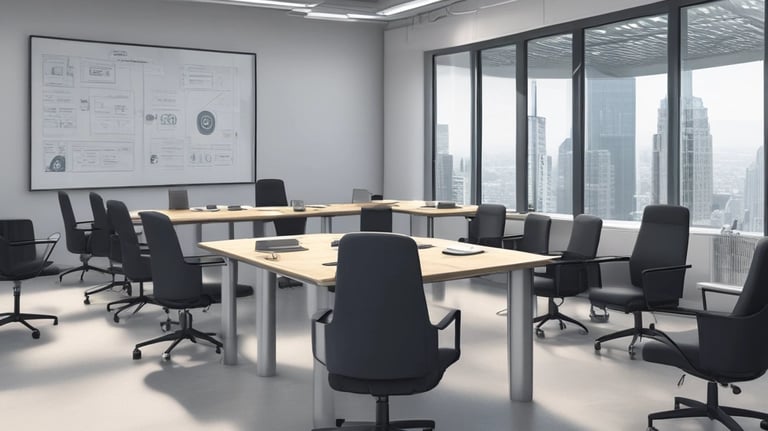 A curved facade covered in white latticework