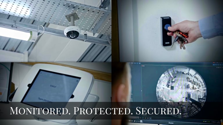 Advanced security monitoring system with CCTV and access control in secure warehouse facility