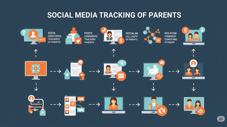 some social media icon and top of that board written SOCIAL MEDIA TRACKING OR PARENTS