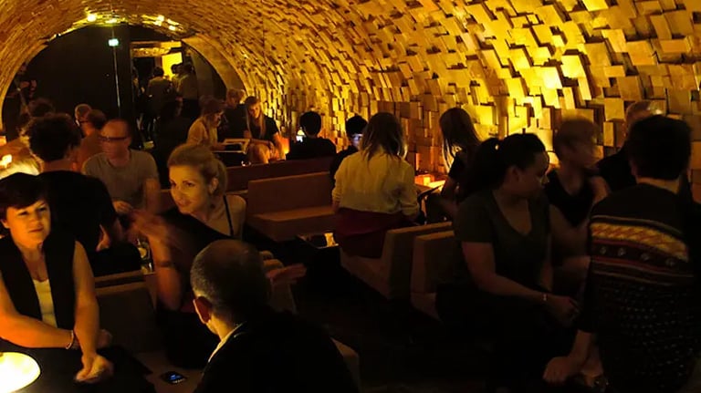 a bar with a bar and a bar stool