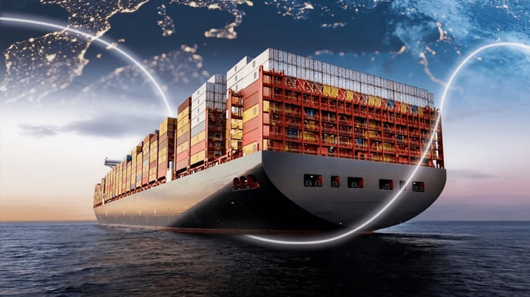 a large container ship with a large container on the water