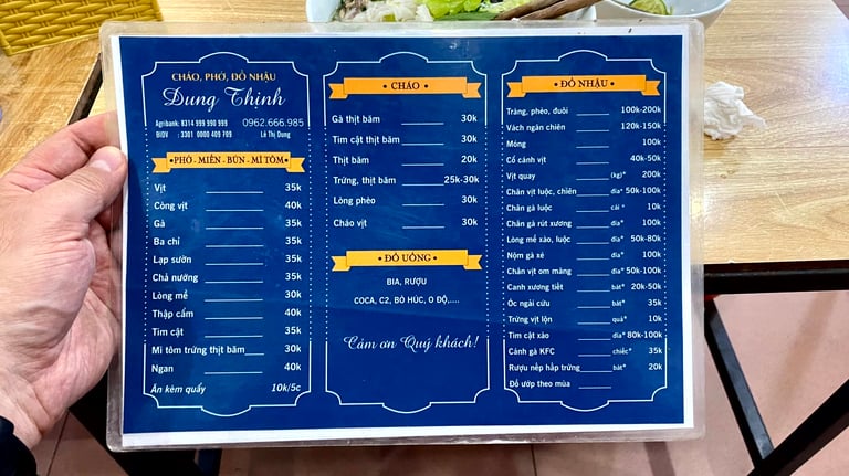 Cao Bang menu