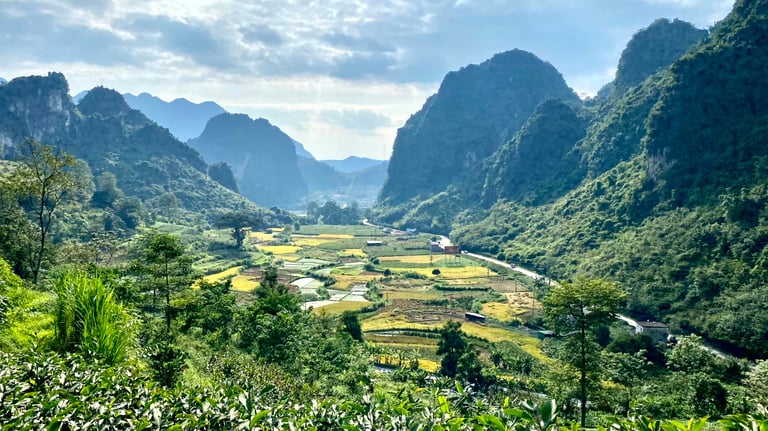 a mountain view of a valley in Vietnam