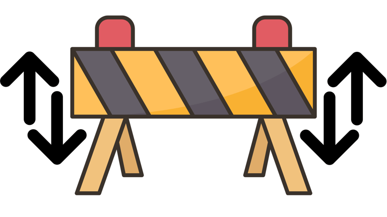 a road barrier sign with arrows