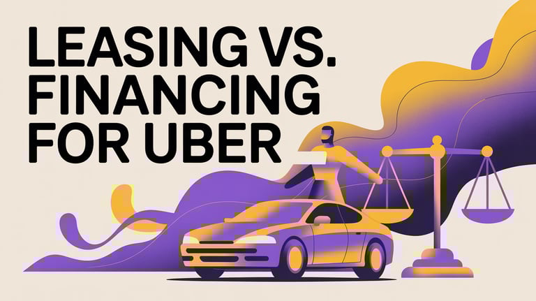 Leasing vs. Financing for Uber written over a Car
