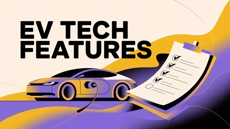 EV Tech Features written on top of an Electric Car Charging