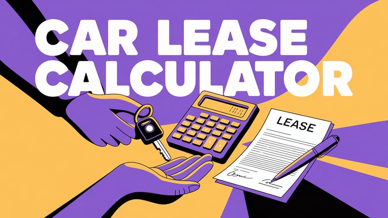 Car Lease Calculator written over a leasing contract and a car key exchange