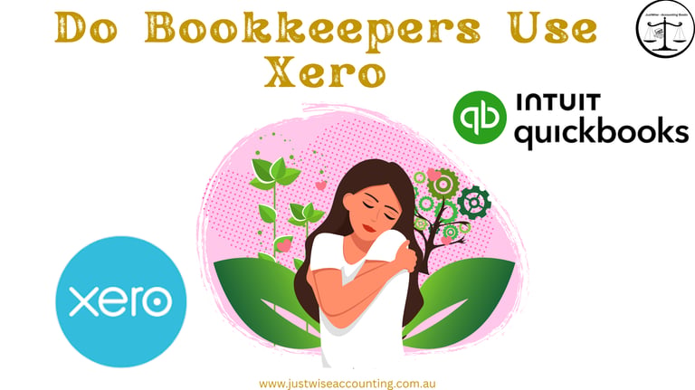 Woman surrounded by plants and gears with Xero and Intuit QuickBooks logos