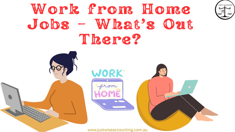 Work from home jobs are available. Two women work on laptops, one at a desk and the other on a bean 