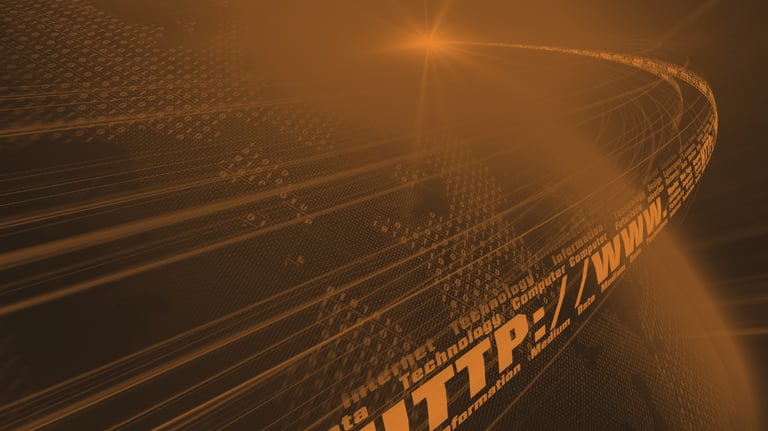 Fundo abstrato laranja com código binário digital e conceitos de tecnologia de rede global.