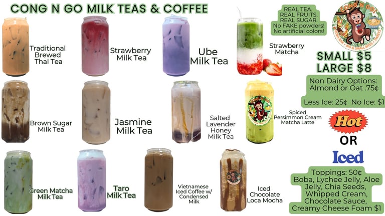 Congo Milk Tea Menu