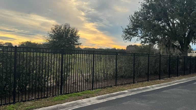 Ornamental, aluminum, steel, black powder coated fencing