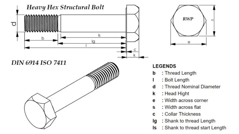 Heavy Hex Structural Bolt DIN 6914