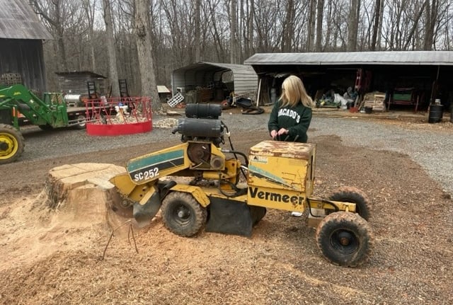 Stump grinding, woman-owned company.