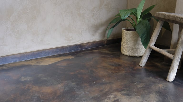 Decorative CreteStain cement floors by Tswanacrete— seamless, colourful finish ideal for modern interior design in Botswana