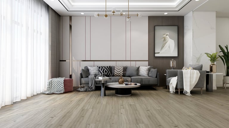 Luxury vinyl flooring installed by Tswanacrete Botswana, offering elegant, high-end finishes for modern interiors