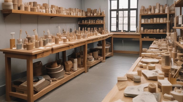 A curved facade covered in white latticework