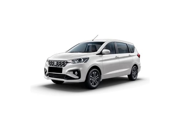 a white Maruti Ertiga car parked on a white background