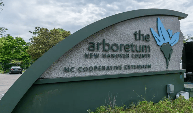 The Arboretum entrance sign for New Hanover County and NC Cooperative Extension.
