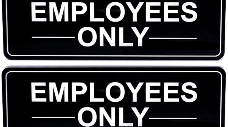 Premium Employees Only Sign With Adhesive