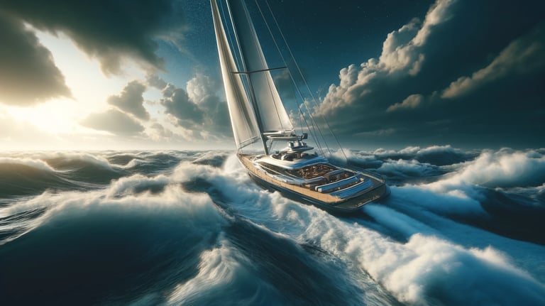 Voilier qui navigue sur une mer agitée
