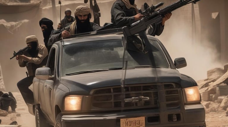 a truck with a gun and gun on the back of it