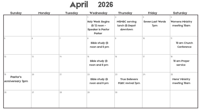 Church Calendar