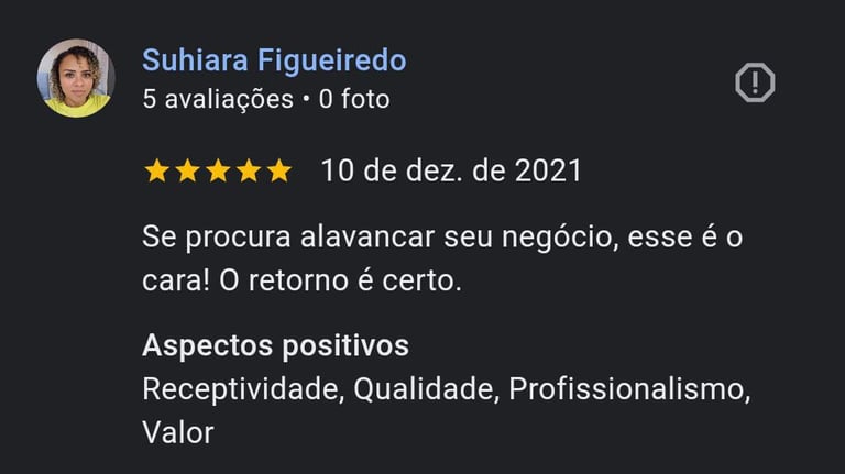 depoimento 5 estrelas
