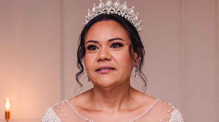 Noiva Kátia sorrindo antes da cerimônia de casamento – fotos por Ygor Vercelli