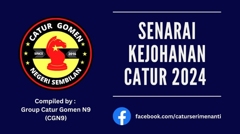 SENARAI KEJOHANAN CATUR Malaysia 2024. Catur Seri Menanti. Malaysia Chess Tournaments 2024.