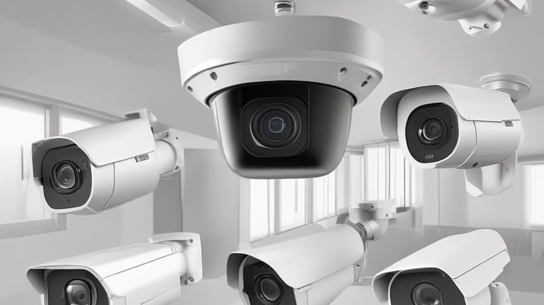 A security camera installation in a modern setting.