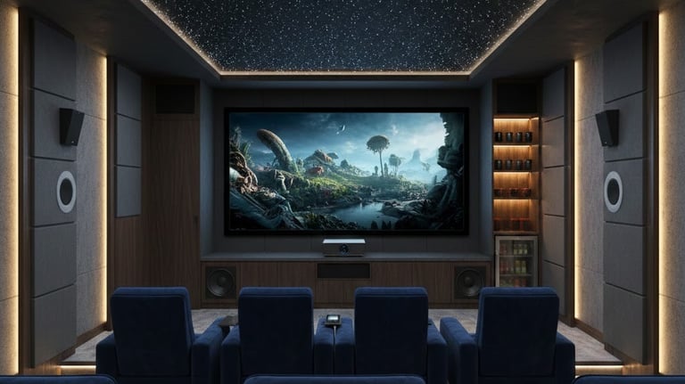 Dedicated home cinema room with Dolby Atmos 7.1.4 surround sound.. Northamptonshire