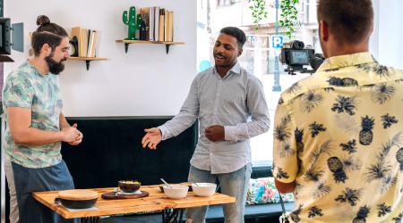 3 men filming a commercial