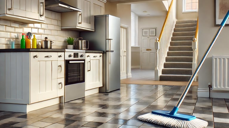 mop in the kitchen HMO communal area cleaning task