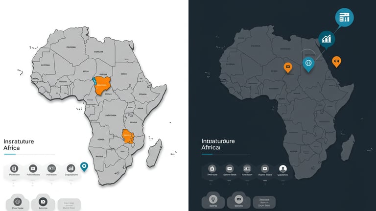 a map of africa with a map of the country
