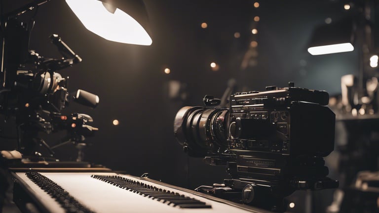 a camera and a video camera in a room