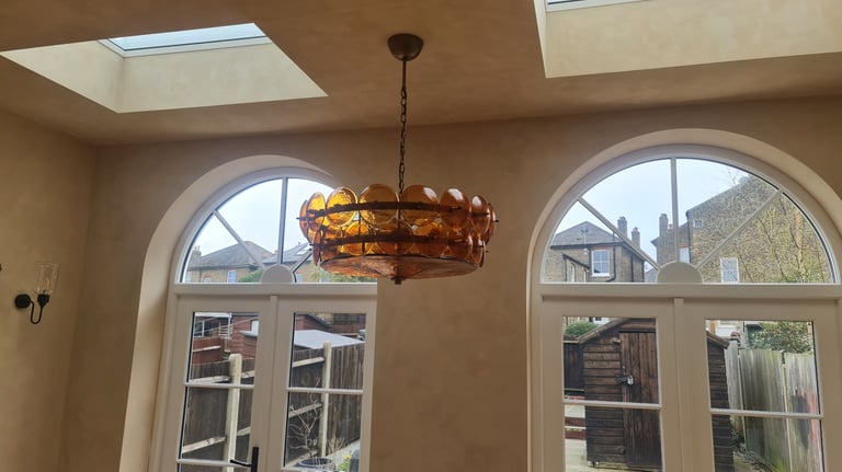 Installation of a statement pendant light above the dining area. Installed in Lewisham by Easy Spark Ltd