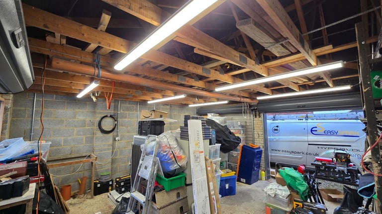LED garage lighting and power installation in Ongar, Essex