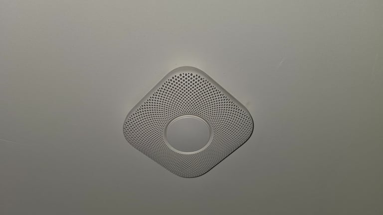 Nest smart smoke alarm installed on ceiling in Grays, Essex