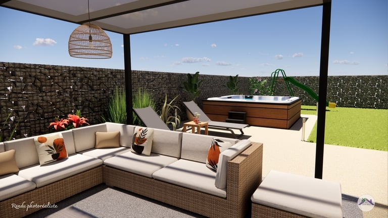 Salon de jardin XXL espace détente et spa