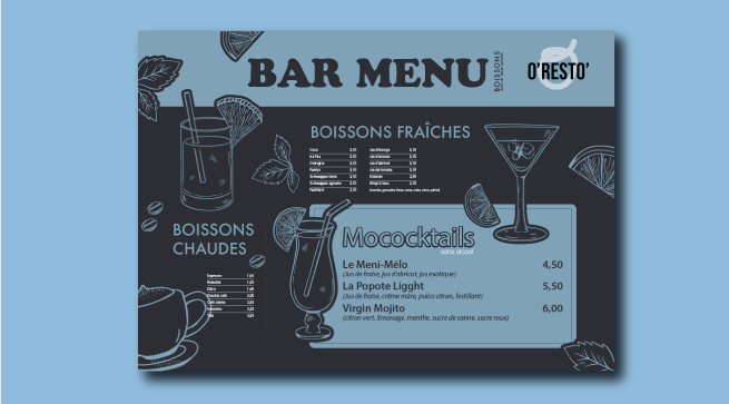 Mise en page menu restaurant 
